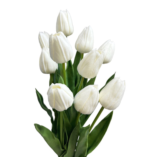 Set of 10 Artificial Tulip Stems with Real Touch, 18 inches Tall