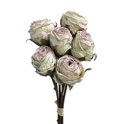 Artificial Toasted Edges Handcrafted Rose Stem (Set of 6)