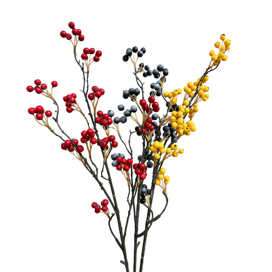 31-Inch Tall Artificial Christmas Berry Stems for Holiday Decor Set of 3