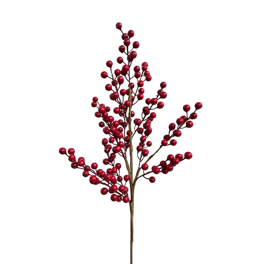 30 inch Tall Artificial Christmas Berries Holiday Berries Stems Red (Set of 3)