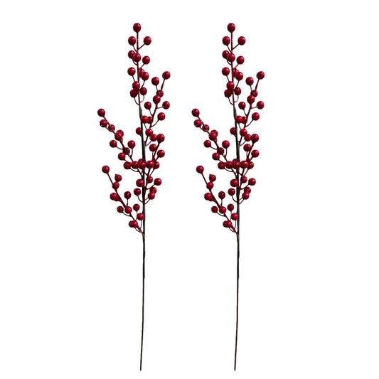 Festive Set of 2 Artificial Christmas Berry Stems - Perfect for Holiday Decor!