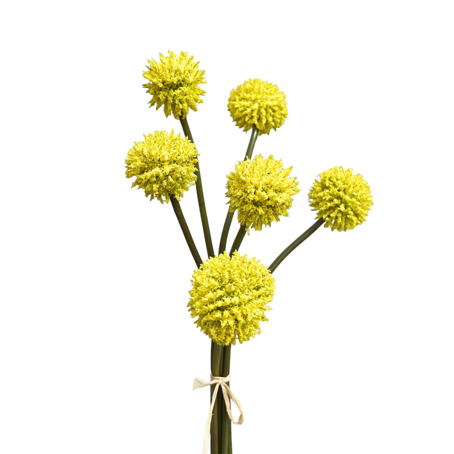 Artificial Golden Wattle Ball Flowers Stems - Set of 6
