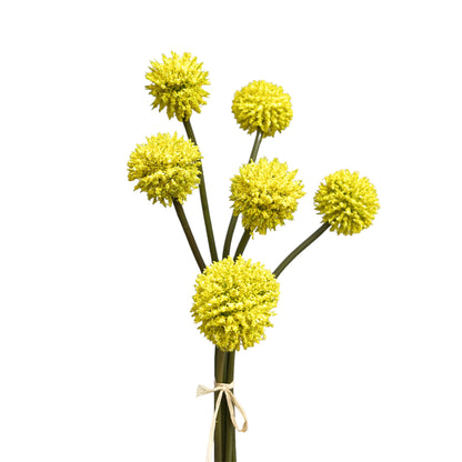 Artificial Golden Wattle Ball Flowers Stems - Set of 6