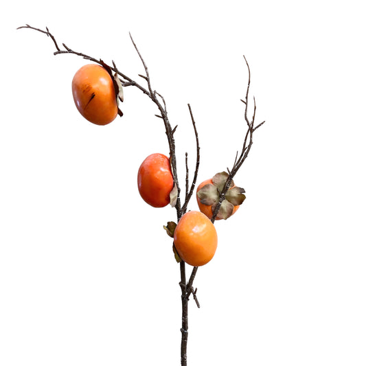 Set of 2 Artificial Persimmon Branches - Lifelike Decorative Stems, 30 inches Tall