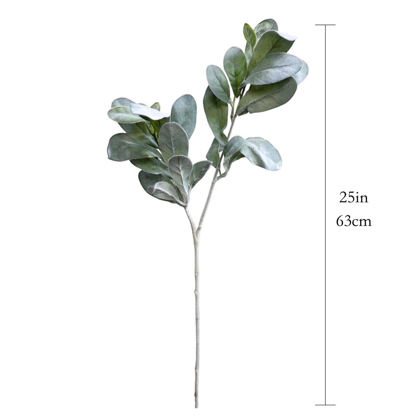 Set of 6 Flexible Artificial Lamb's Ear Stems with Bifurcated Branches, 25“