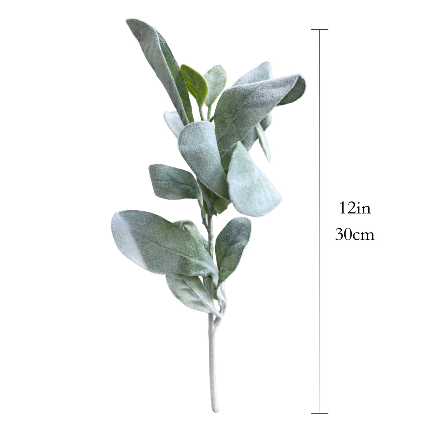 Set of 6 Flexible Fabric Lamb's Ear Stems, with 15 Leaves
