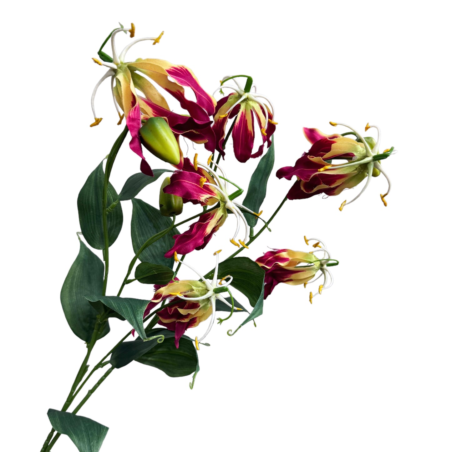 Set of 2 Lifelike Artificial Flame Lily Stems, 30 inches Tall