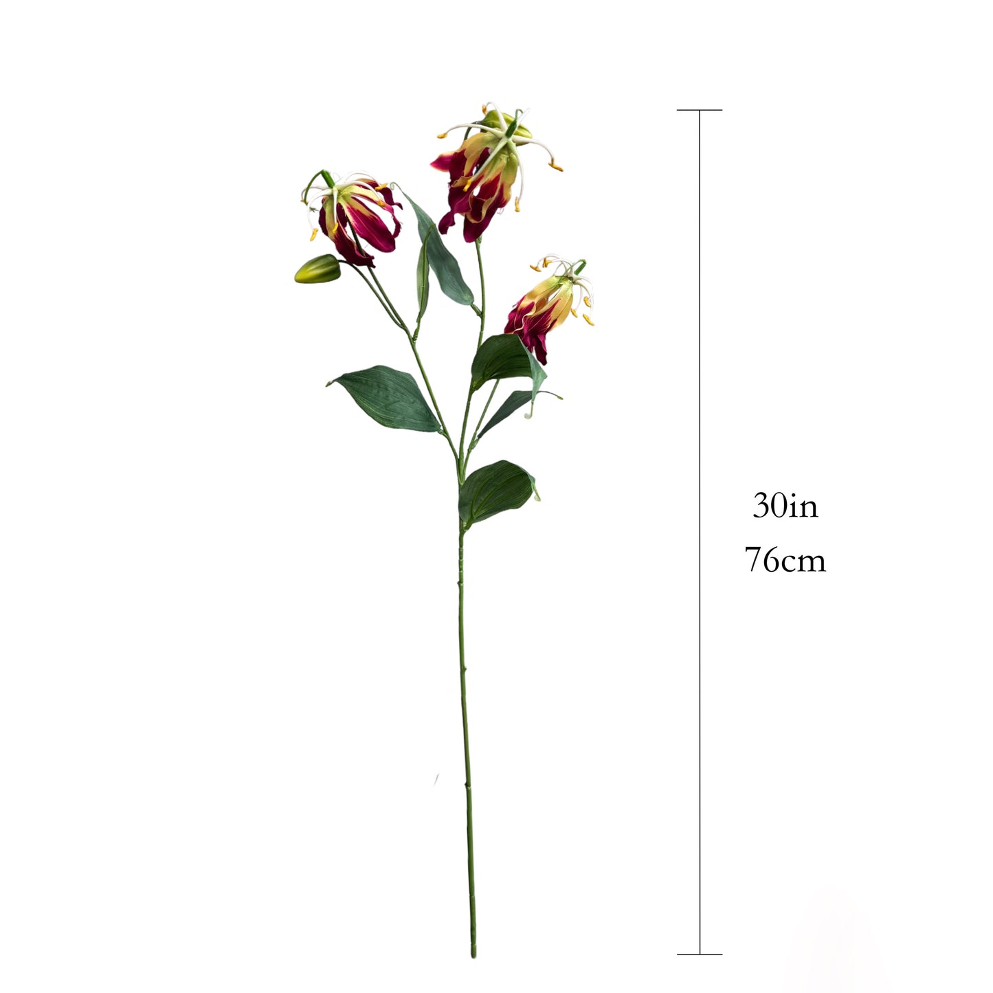 Set of 2 Lifelike Artificial Flame Lily Stems, 30 inches Tall