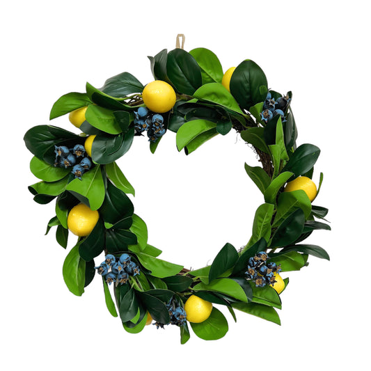 Handcrafted Artificial Lemon & Blueberry Wreath