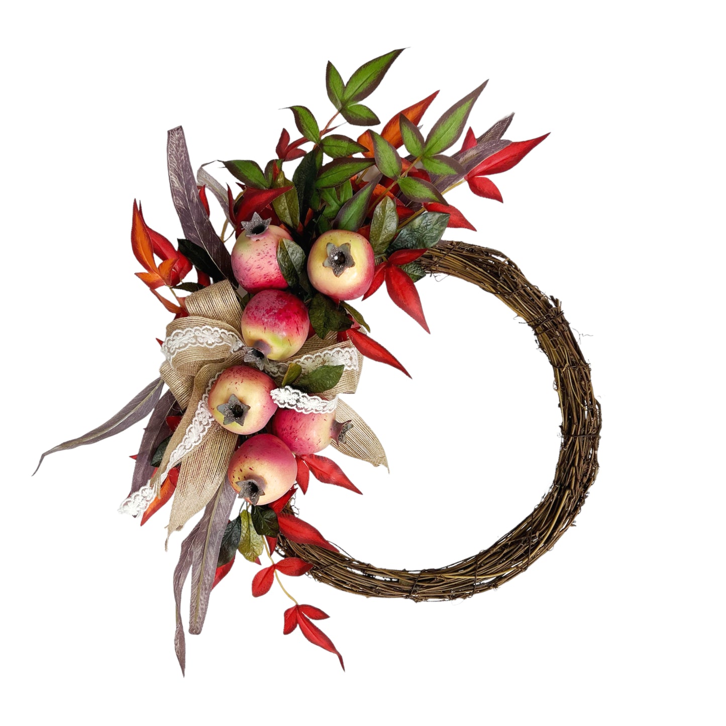 Artificial Pomegranate & Maple leaf Handcrafted Wreath