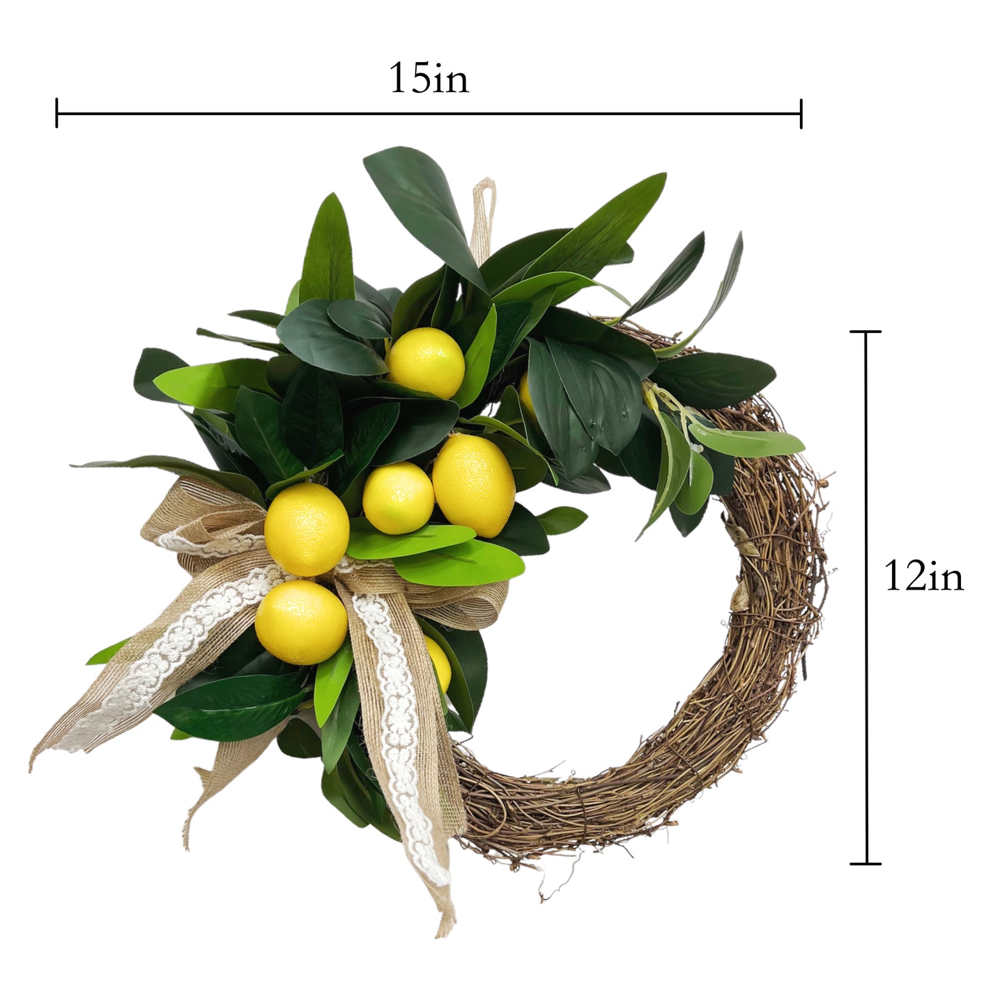 Faux Lemon Wreath with Butterfly Lace Accents