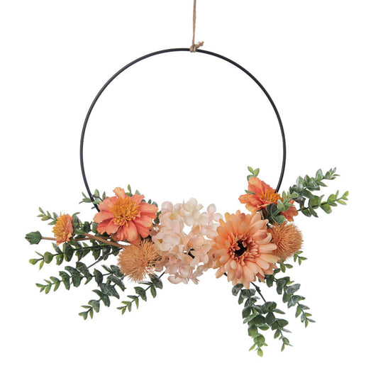 Artificial Orange Daisy Cattleya Orchid Dandelion Pomander Wreath Decoration