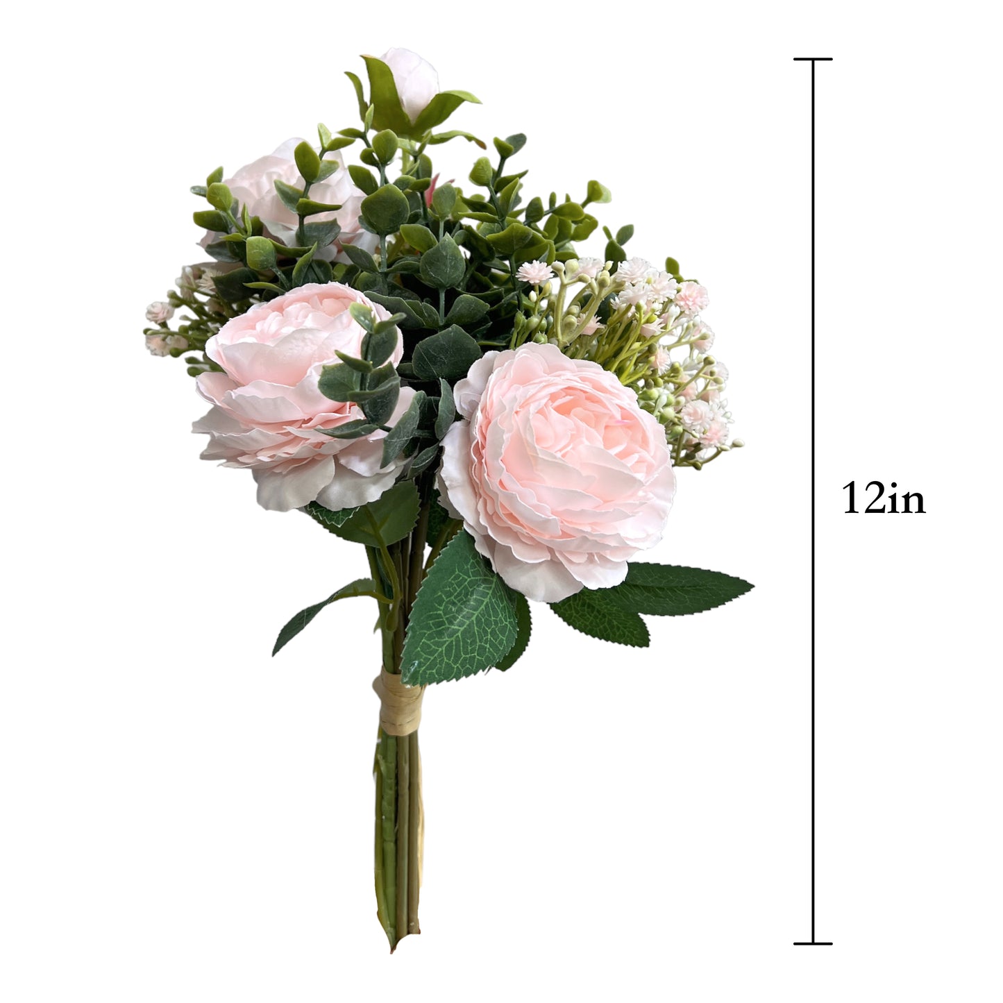 Elegant Peony and Eucalyptus Artificial Flower Bouquet Arrangement