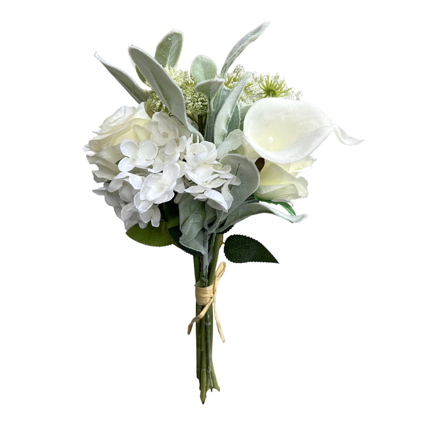 Faux Calla Lily, Rose, and Hydrangea Flower Bouquet - Elegant Artificial Floral Arrangement