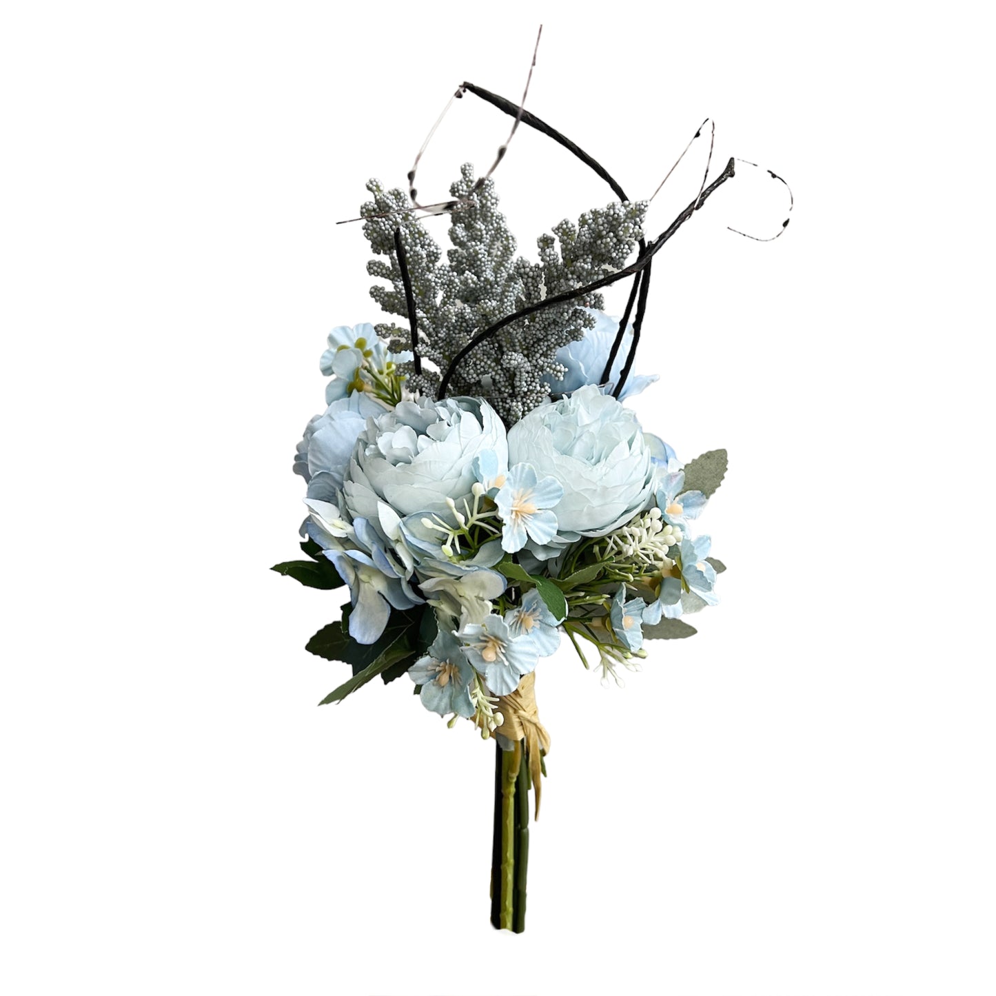 Artificial Light Blue Tea Rose Lotus and Hydrangea Bouquet Arrangement