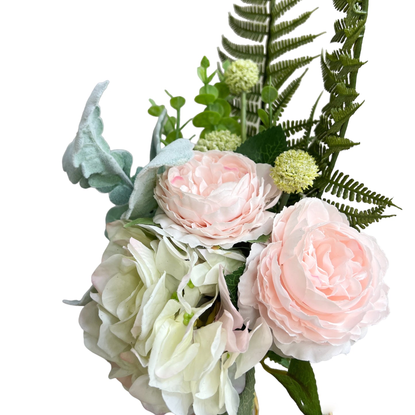 Artificial Peony, Hydrangea, Silver Leaf Chrysanthemum Bouquet Arrangement