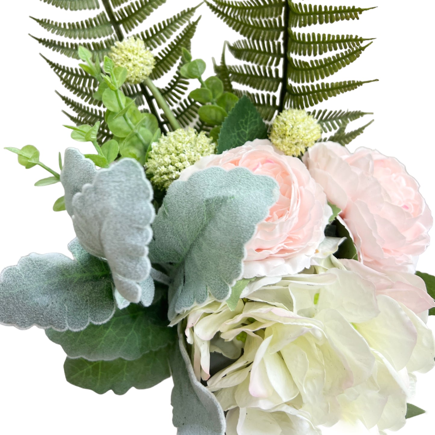 Artificial Peony, Hydrangea, Silver Leaf Chrysanthemum Bouquet Arrangement