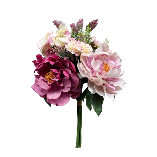 Elegant Faux Floral Bouquet - 15-inch Pink and Cream Artificial Flower Arrangement