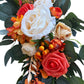 2-Piece Orange and White Rose Arch Set with Ribbon Backing