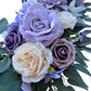 2-Piece Purple and Cream Rose Arch Flower Set with Ribbon Backing