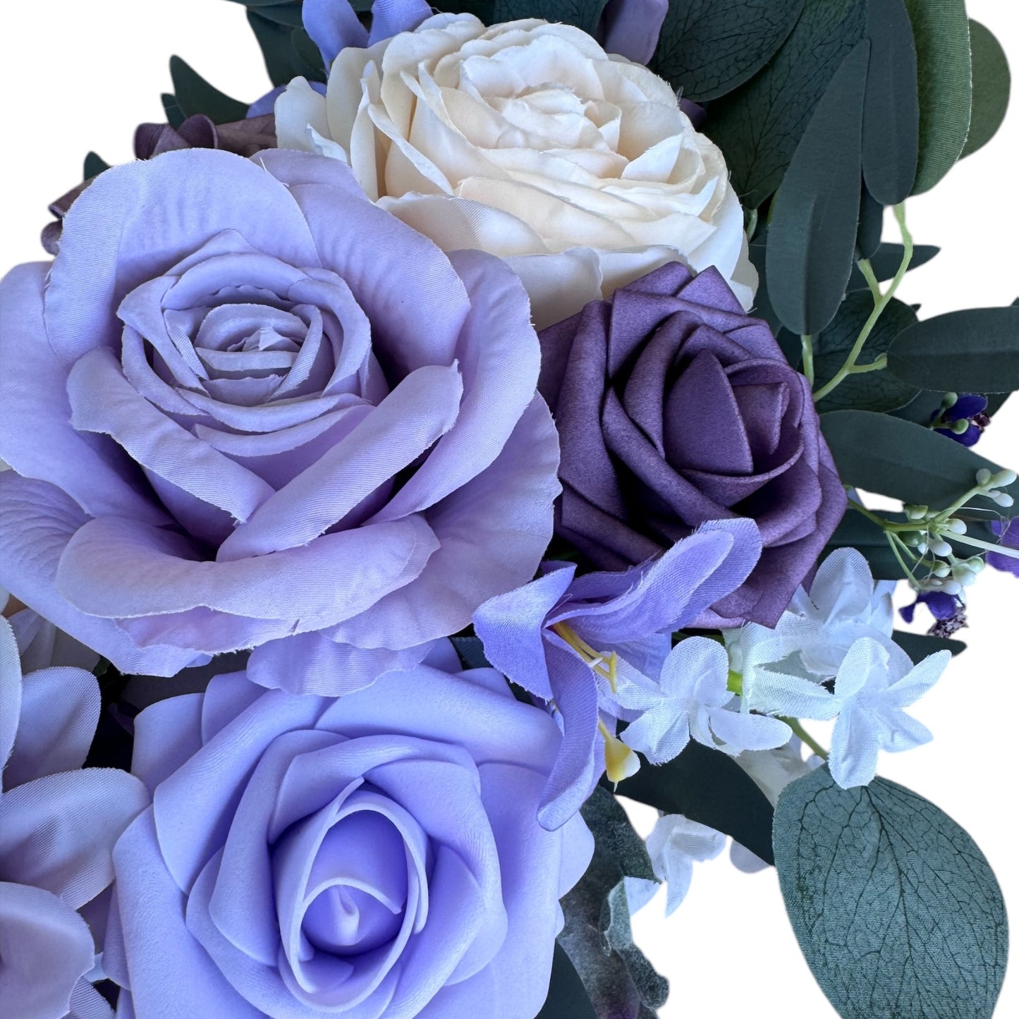 2-Piece Purple and Cream Rose Arch Flower Set with Ribbon Backing