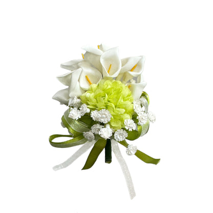 Verdant Charm Boutonniere and Wrist Corsage