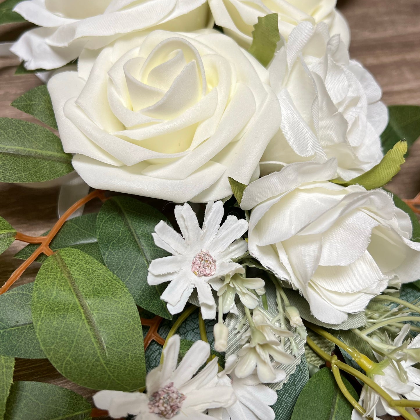 White Rose and Eucalyptus Wedding Arch Backdrop Decor - Set of 2