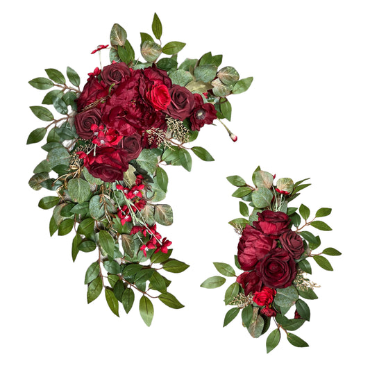 Artificial Red Rose Wedding Arch Decor (Set of 2)