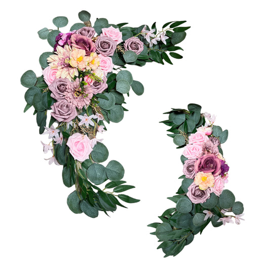 Artificial Rose Plum Purple Wedding Arch Decor (Set of 2)