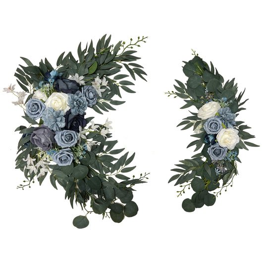 Wedding Arch Decor - Artificial White and Blue Rose Flowers
