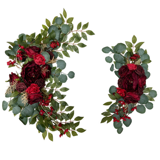 Artificial Red Rose Wedding Arch Decor (Set of 2)