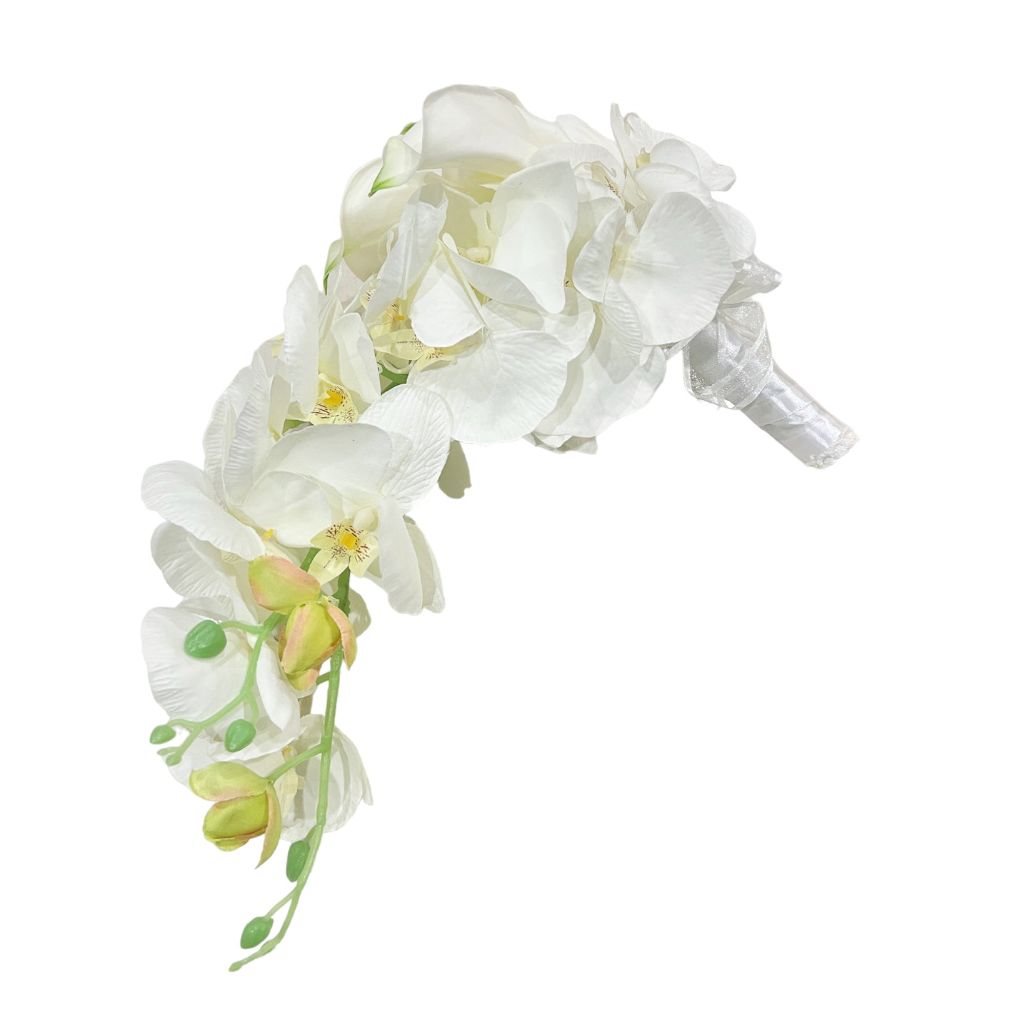 White Calla Lily and Orchid Artificial Bridal Wedding Bouquet