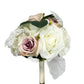 Artificial Rose Wedding Bouquet for Bridal and Bridesmaids in White/Pink with Lace Bow
