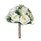 Artificial White Rose Bouquet with Green Foliage for Wedding Bridesmaids